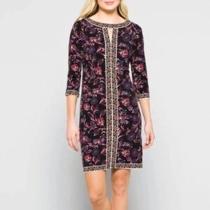 NWT Stitch Fix Maggy London Marnie Knit Purple Floral Shift Dress Sz 4